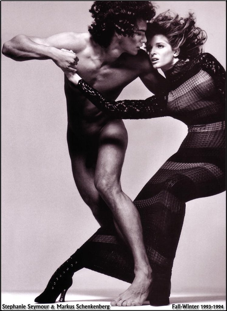 Stephanie Seymour &amp; Marcus Schenkenberg photographed by Richard Avedon for Gianni Versace, circa 1993.