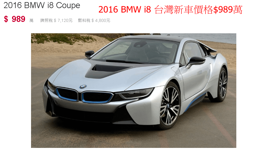 2016 BMW I8新車價格.png