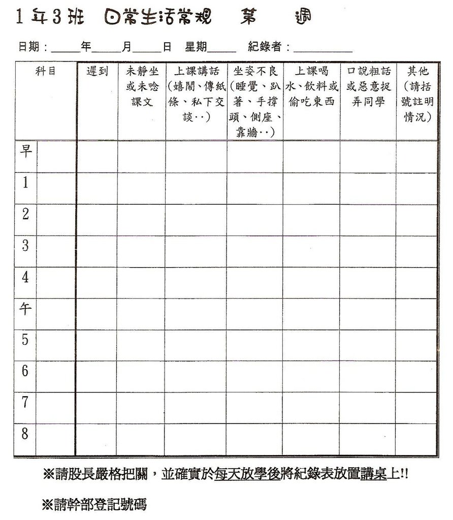 101國中生活常規