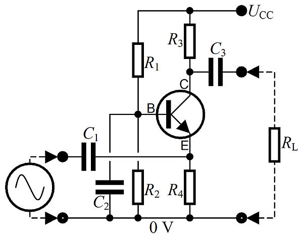 一個A類放大器的類比電路的電路圖。.png