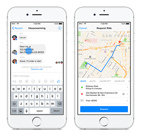 Facebook 與 Uber 將合作，用 Messenger 幫你叫車！