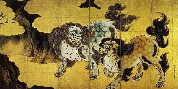 以豪放筆觸描繪獅子的《唐獅子圖屏風》。.jpg