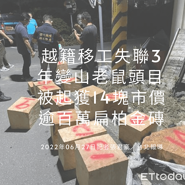 越籍移工失聯3年變山老鼠頭目 被起獲14塊市價逾百萬扁柏金磚 2022年06月27日記者張君豪／台北報導.png