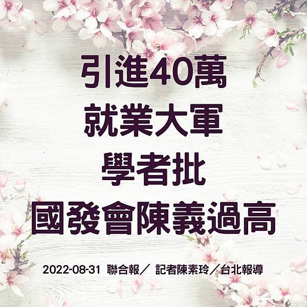 引進40萬就業 大軍 學者批 國發會陳義過高 2022-08-31 聯合報／ 記者陳素玲／台北報導.jpg