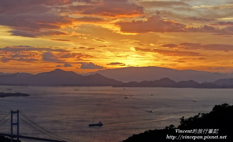 瀨戶內海的夕陽 船