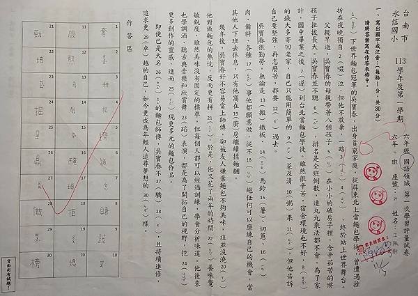 113.11.17親愛的二女兒：佩軒，恭喜妳這次又把班上第一