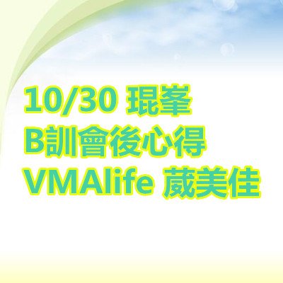 琨峯 B訓會後心得 VMAlife 葳美佳