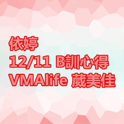 依婷 B訓心得 VMAlife 葳美佳