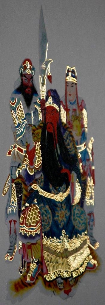 關公（三尊）精緻貼金側面反光