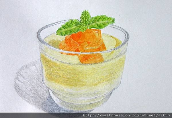 芒果布丁 水彩色鉛筆 Mango Pudding Watercolor pencils