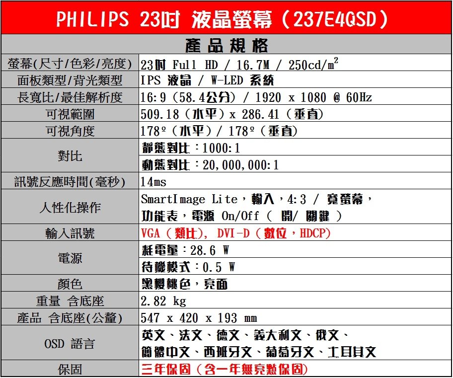 23吋-237E4QSD-規格表1