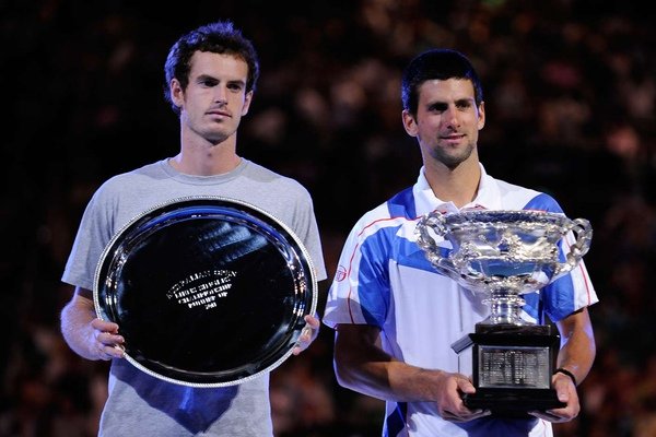 Runner-up Andy Murray and champion Novak Djokovic 