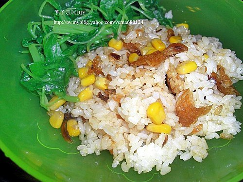 鹹魚炒飯+燙莧菜1