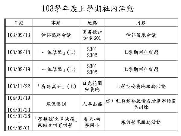 上學期社內活動