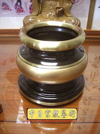 F2204.神桌佛俱精品~銅器 六寸金邊爐 神明爐 香爐(仿古.雙色).JPG.JPG