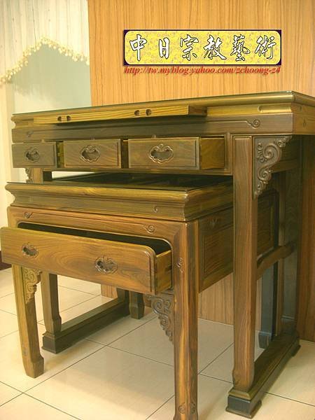 M4619綠檀明式佛桌 神桌製作蓮花對聯神聯.JPG