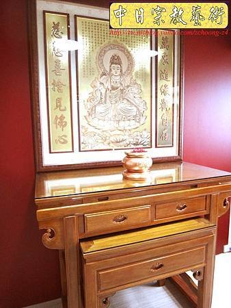 N19701.柚木神桌 金箔木雕神聯觀音聯.JPG