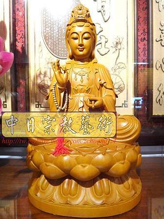 L3119.神桌神像雕刻特輯~觀世音菩薩木雕佛像 1尺6高度-樟木.JPG