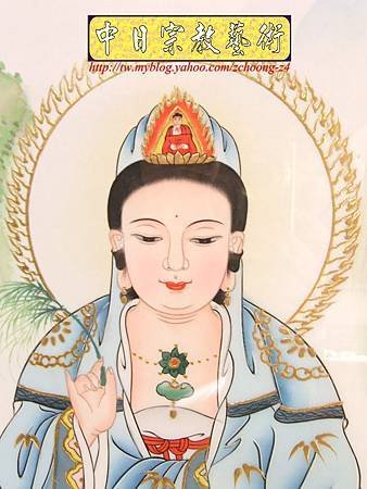 C5304.神桌神神像神聯(綢布手繪八尊)觀世音菩薩 天上聖母.JPG