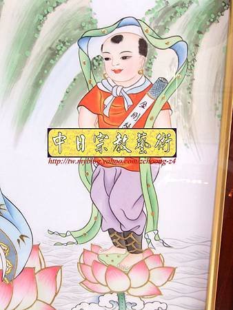 C5306.神桌神神像神聯(綢布手繪八尊)觀世音菩薩 天上聖母.JPG