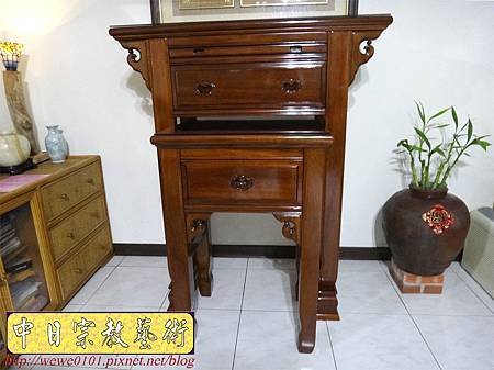 N22204.小神桌2尺9佛桌 高度4尺2 實木觀音木雕神聯佛聯.JPG