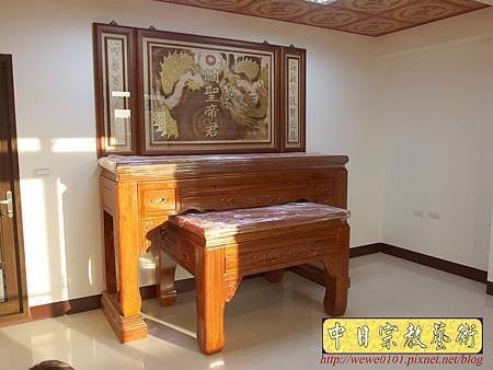 N23503.7尺神桌 漢式如意佛桌樣式 祥龍搶珠神聯 神桌後貼龍木雕.JPG