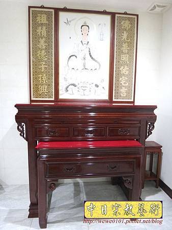 N24402.五尺一神明廳神桌樣示 明式佛桌 手繪觀音彩聯 木雕神聯佛聯.JPG