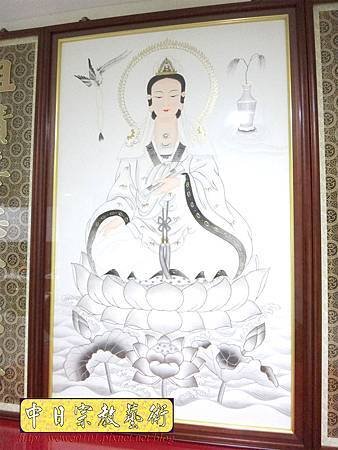 N24404.五尺一神明廳神桌樣示 明式佛桌 手繪觀音彩聯 木雕神聯佛聯.JPG