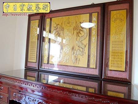 N27708.七尺神桌 桶型佛桌 雙龍雕刻關聖帝君木雕神聯 百福百壽雕刻.JPG