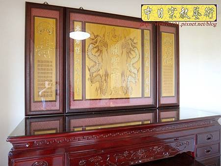 N27712.七尺神桌 桶型佛桌 雙龍雕刻關聖帝君木雕神聯 百福百壽雕刻.JPG