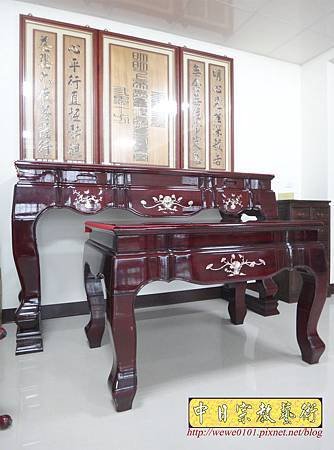 N29103.一貫道佛堂設計 7尺佛桌明明上帝木雕佛聯.JPG