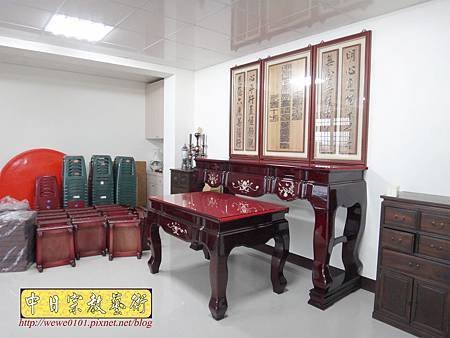 N29107.一貫道佛堂設計 7尺佛桌明明上帝木雕佛聯.JPG
