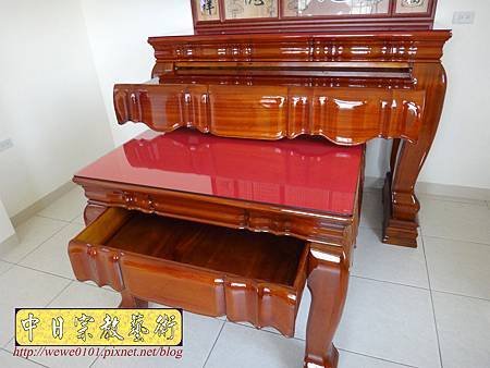 N30311.佛堂設計5尺1拉米神桌 佛心祖德木雕神桌佛聯.JPG