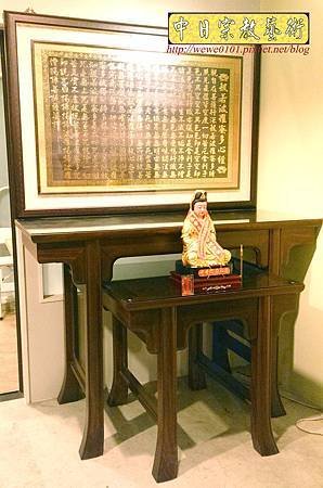 M30601.發字型神桌設計 5尺1佛桌樣示 雷射雕刻心經木雕聯 神桌神龕後貼設計.JPG