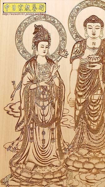 A15409.小佛桌佛聯 西方三聖佛像雕刻.jpg