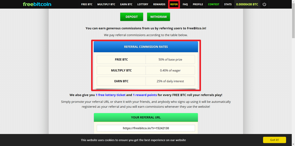 freebitco.in介紹人獎勵分紅
