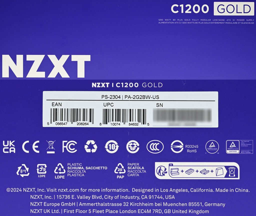 NZXT C1200 GOLD ATX3.1 1200W金牌