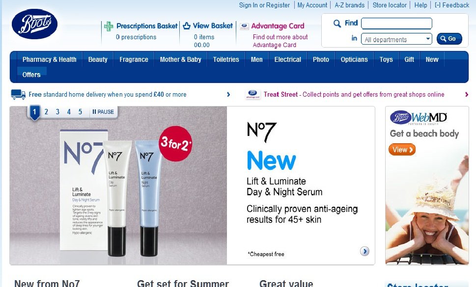 boots homepage