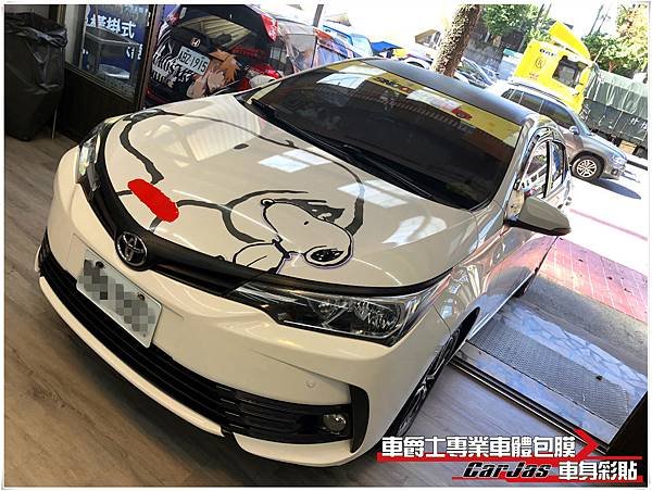 TOYOTA ALTIS 客製化SNOOPY 史努比 引擎蓋彩貼 前檔貼