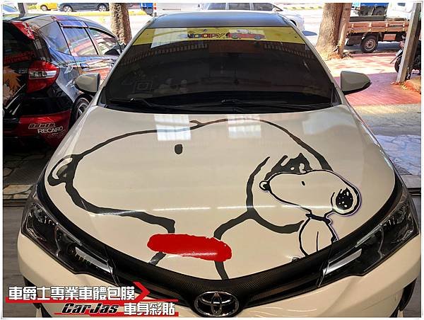 TOYOTA ALTIS 客製化SNOOPY 史努比 引擎蓋彩貼 前檔貼