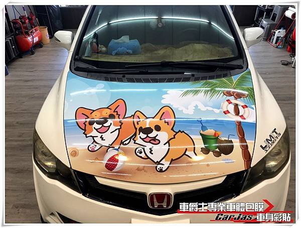 HONDA CIVIC 客製化 柯基引擎蓋彩貼