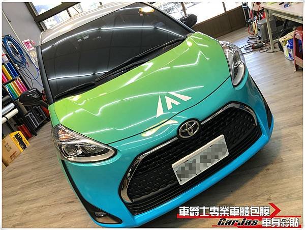 車爵士車體包膜車身彩貼-TOYOTA SIENTA  閎康科技公務車客製化企業形象車體廣告車身彩貼