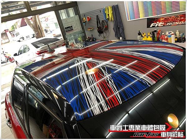 車爵士車體包膜車身彩貼 MINI COOPER 客製化米字旗車頂彩貼