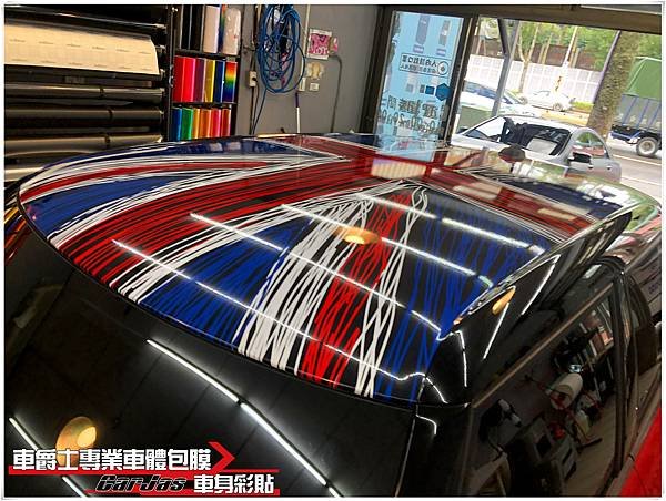 車爵士車體包膜車身彩貼 MINI COOPER 客製化米字旗車頂彩貼