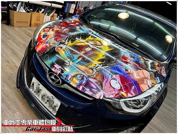 車爵士車體包膜車身彩貼-HYUNDAI ELANTRA  航海王 魯夫引擎蓋彩貼