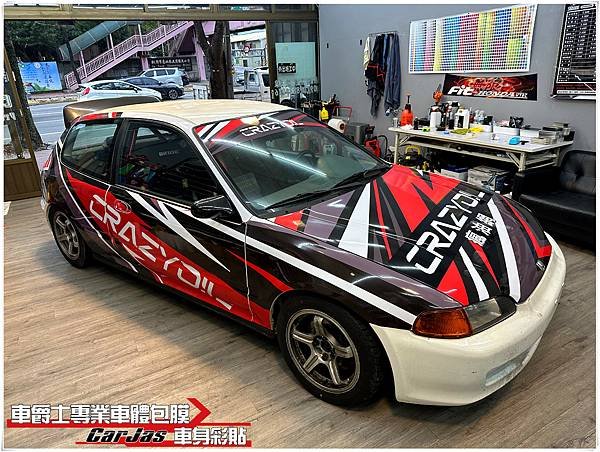 車爵士車體包膜車身彩貼-HONDA CIVIC K8客製化瘋油網廠車彩貼