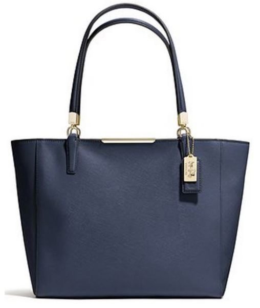 COACH 29002 MADISON SAFFIANO LEATHER 寶藍色防刮皮托特包NT7280