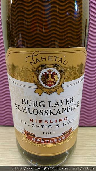 2014 Burg Layer Schlosskapelle Riesling Spätlese süß, Weißwein 2014