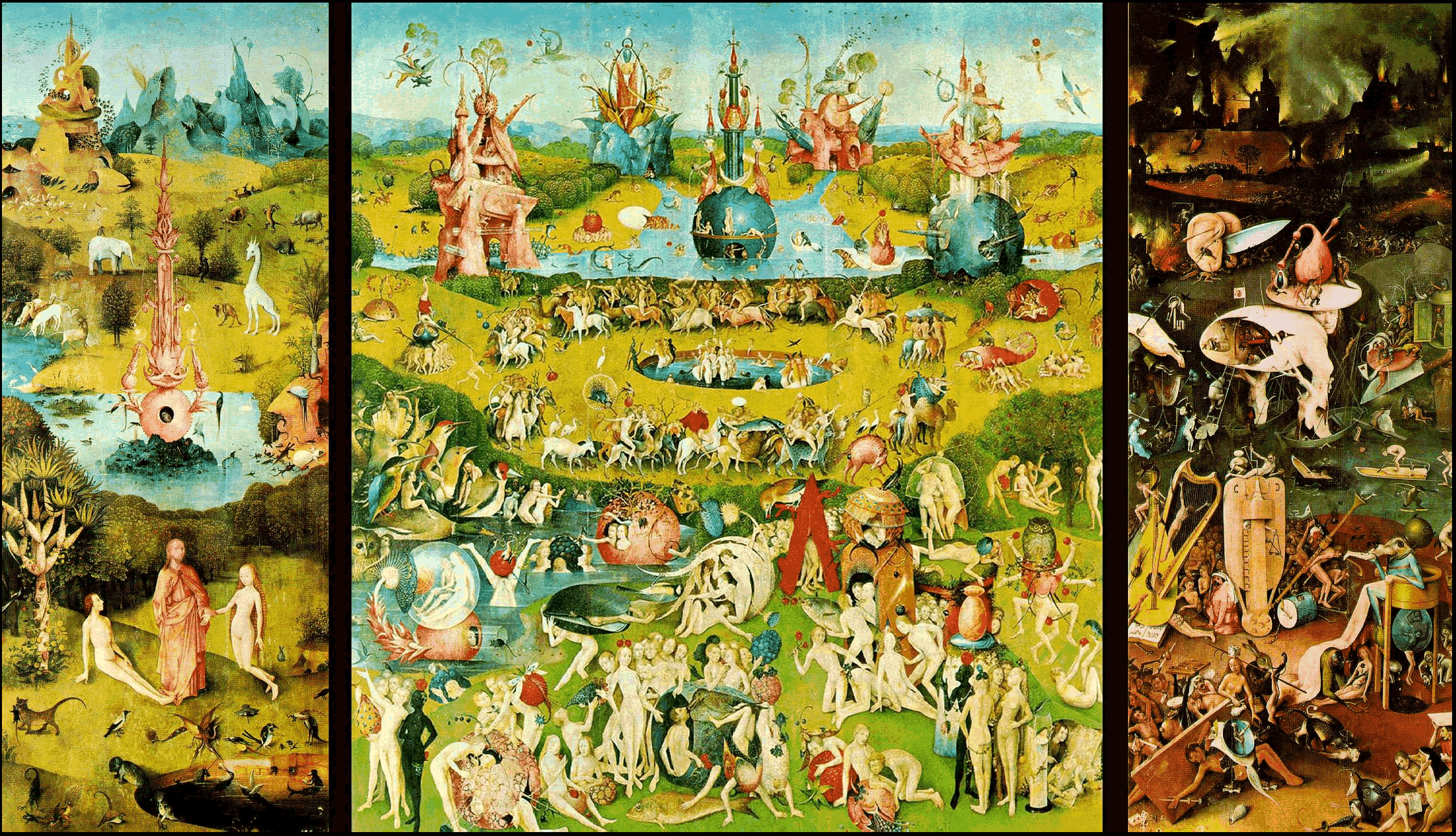 Hieronymus Bosch - The Garden of Earthly Delights（三聯畫全圖）