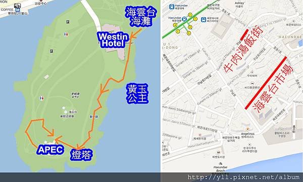 冬柏公園 &amp; 海雲台地圖